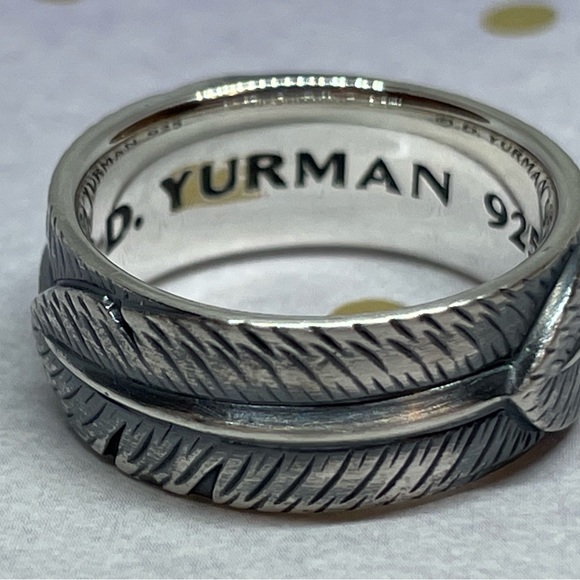 David Yurman Sterling Silver Frontier Feather 10mm Band Ring Size 9 - Picture 5 of 8